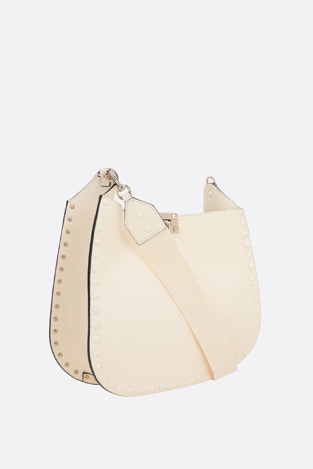 VALENTINO GARAVANI Borsa Hobo Rockstud In Pelle Martellata