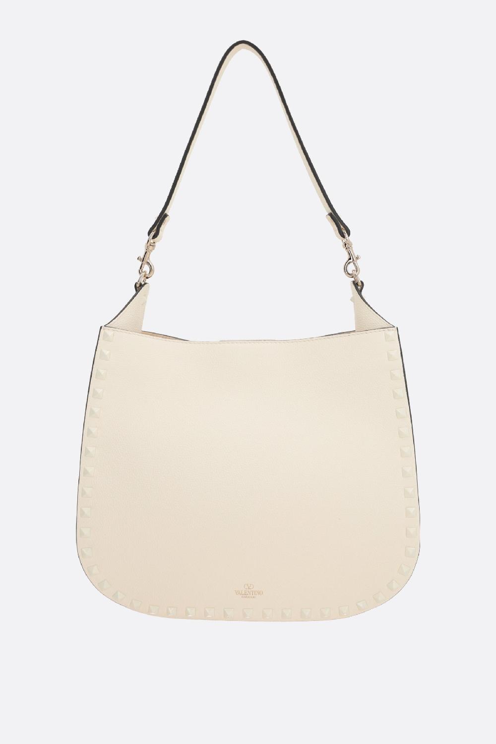 VALENTINO GARAVANI Borsa Hobo Rockstud In Pelle Martellata