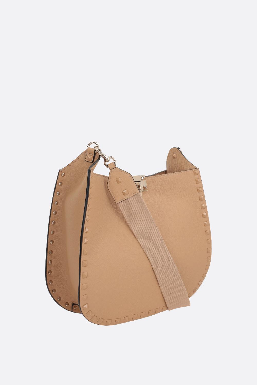 VALENTINO GARAVANI Borsa Hobo Rockstud In Pelle Martellata