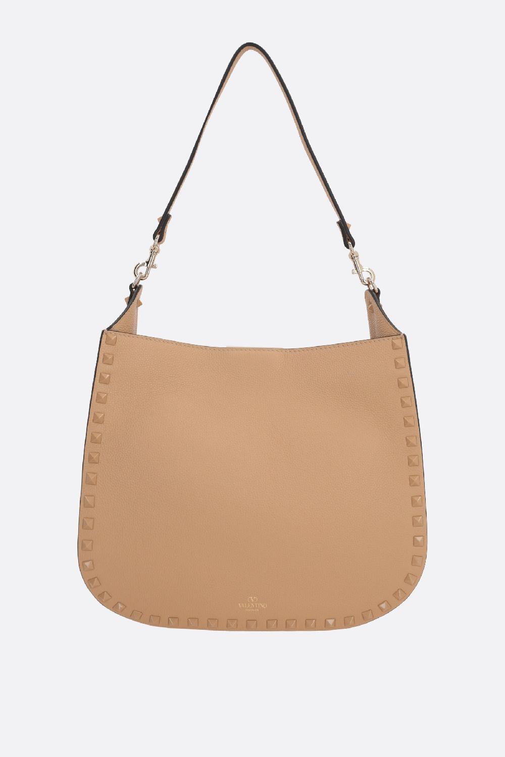VALENTINO GARAVANI Borsa Hobo Rockstud In Pelle Martellata
