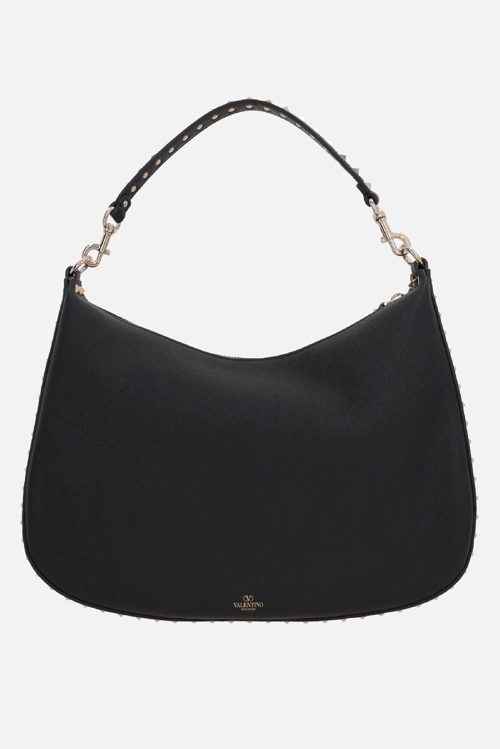 VALENTINO GARAVANI Borsa Hobo Rockstud In Pelle Martellata