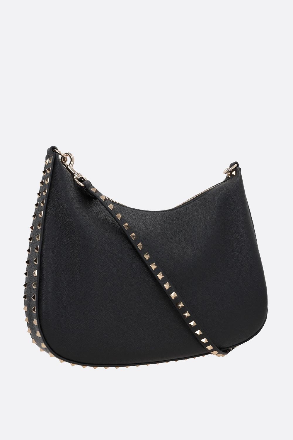VALENTINO GARAVANI Borsa Hobo Rockstud In Pelle Martellata
