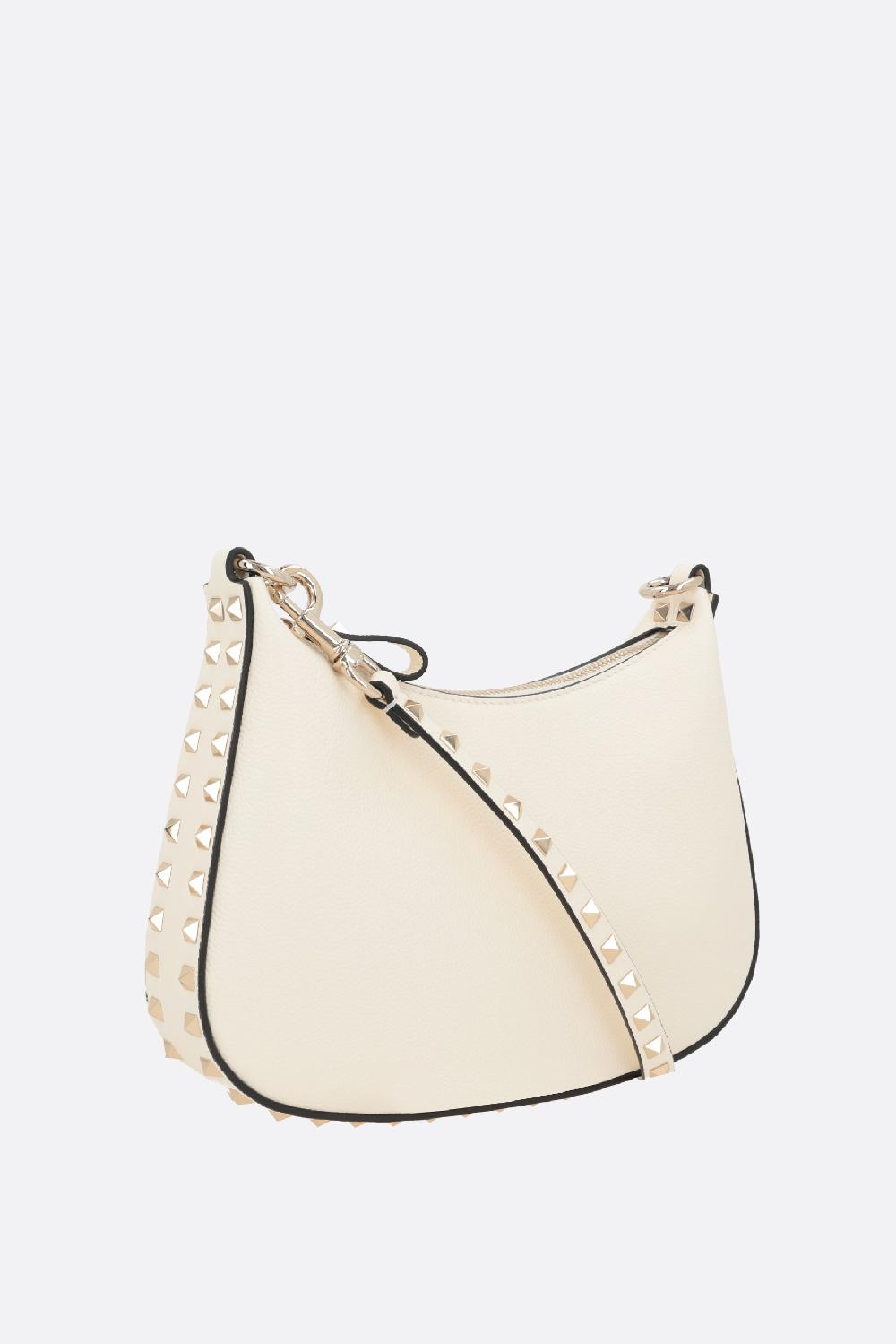 VALENTINO GARAVANI Borsa Hobo Rockstud Small In Pelle Martellata
