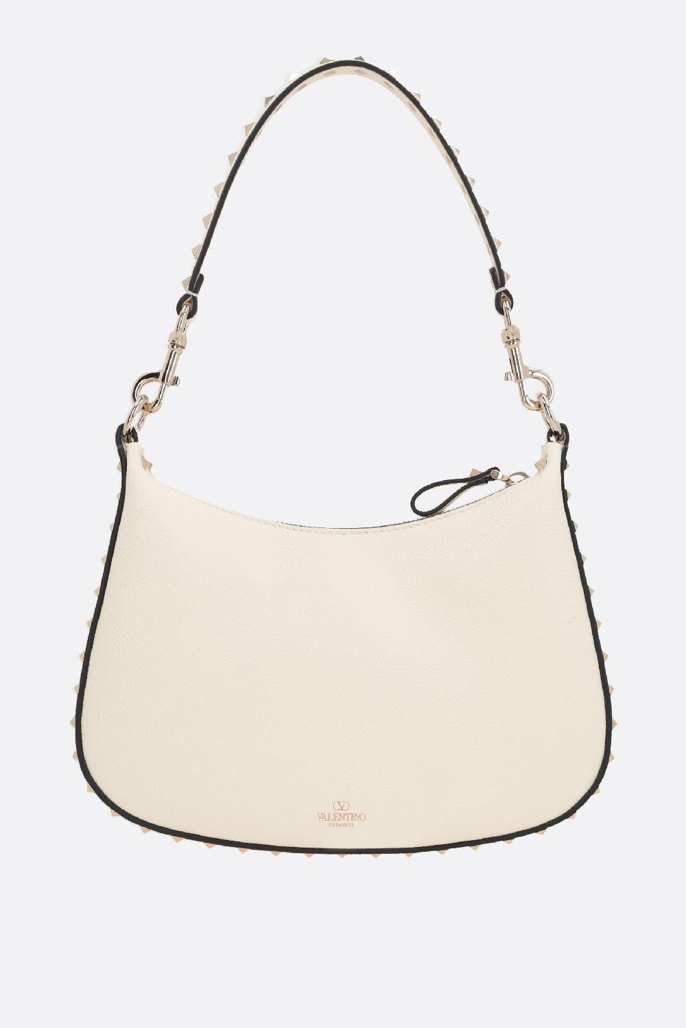VALENTINO GARAVANI Borsa Hobo Rockstud Small In Pelle Martellata