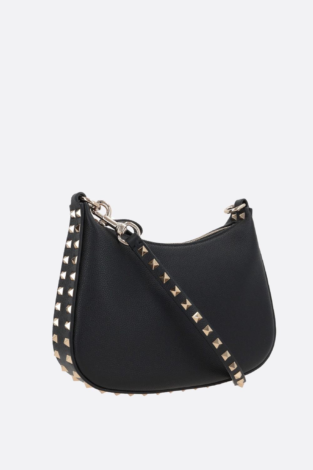 VALENTINO GARAVANI Borsa Hobo Rockstud Small In Pelle Martellata