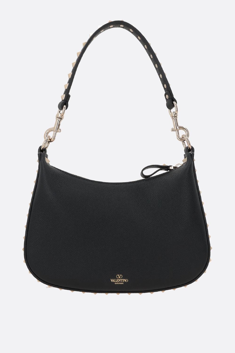 VALENTINO GARAVANI Borsa Hobo Rockstud Small In Pelle Martellata