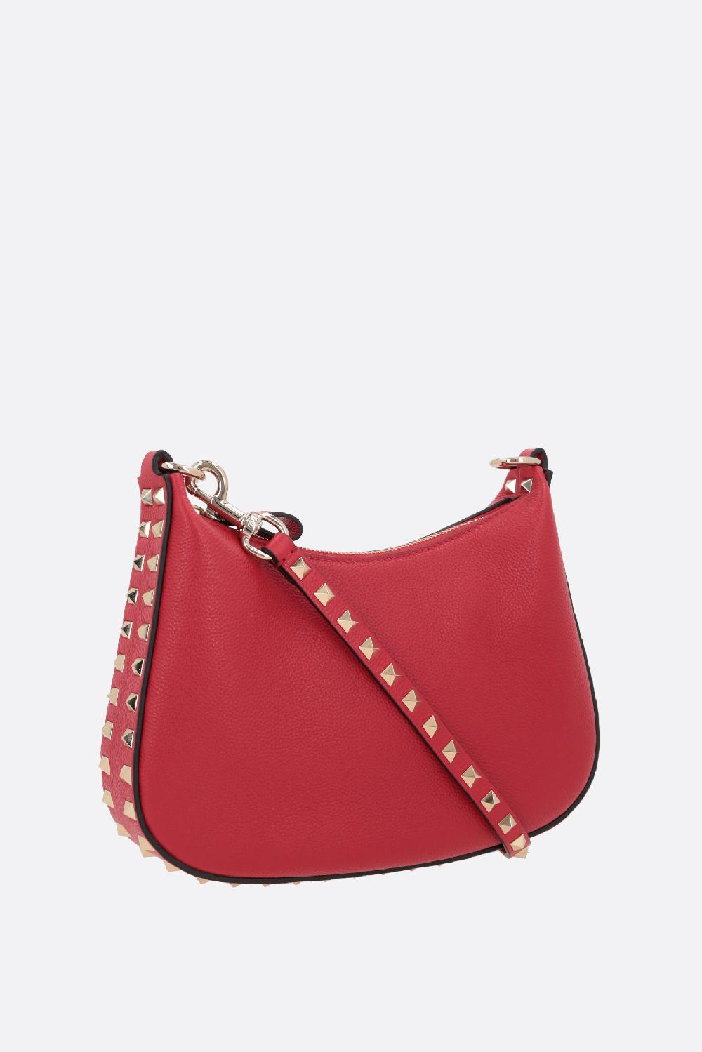 VALENTINO GARAVANI Borsa Hobo Rockstud Small In Pelle Martellata