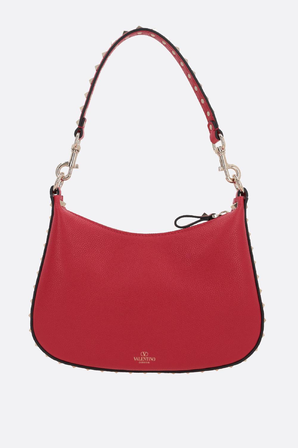 VALENTINO GARAVANI Borsa Hobo Rockstud Small In Pelle Martellata