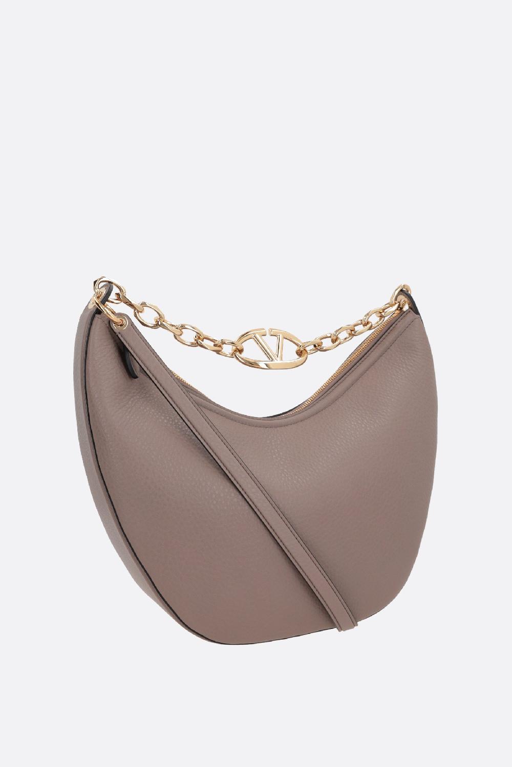 VALENTINO GARAVANI Borsa Hobo VLogo Moon Media In Pelle Martellata