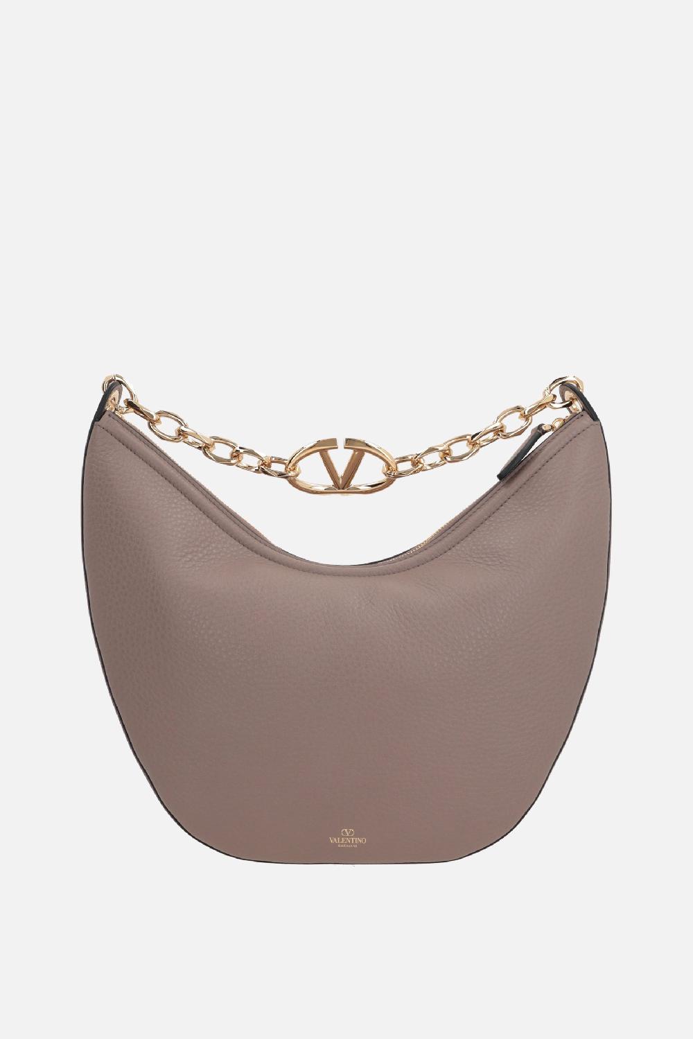VALENTINO GARAVANI Borsa Hobo VLogo Moon Media In Pelle Martellata