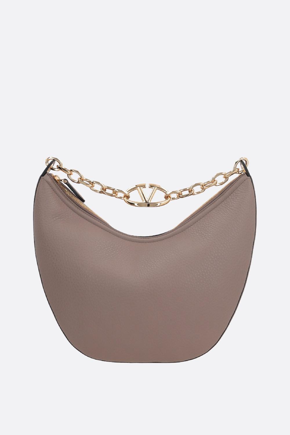 VALENTINO GARAVANI borsa hobo VLogo Moon media in pelle martellata