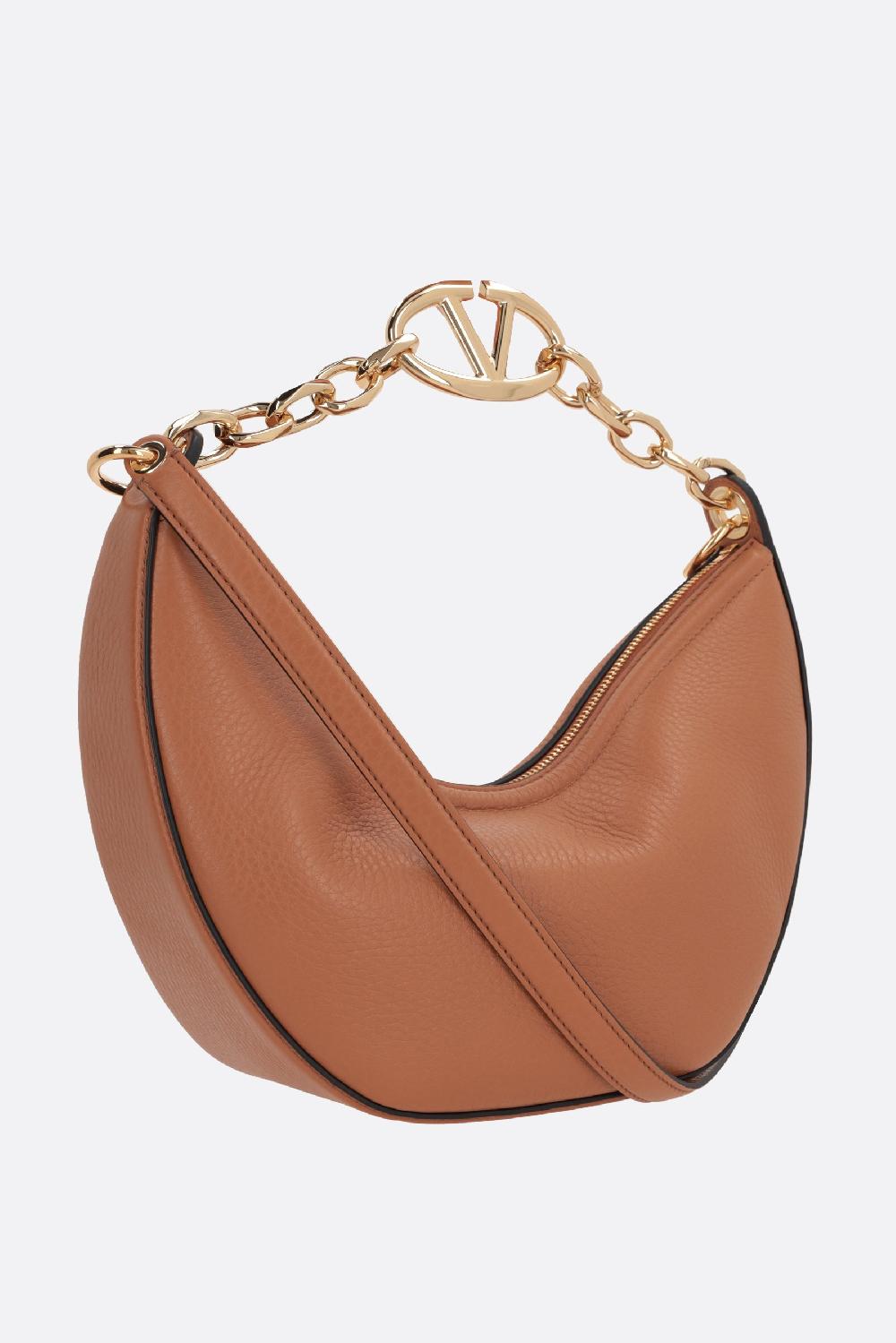 VALENTINO GARAVANI Borsa Hobo VLogo Moon Small In Pelle Martellata