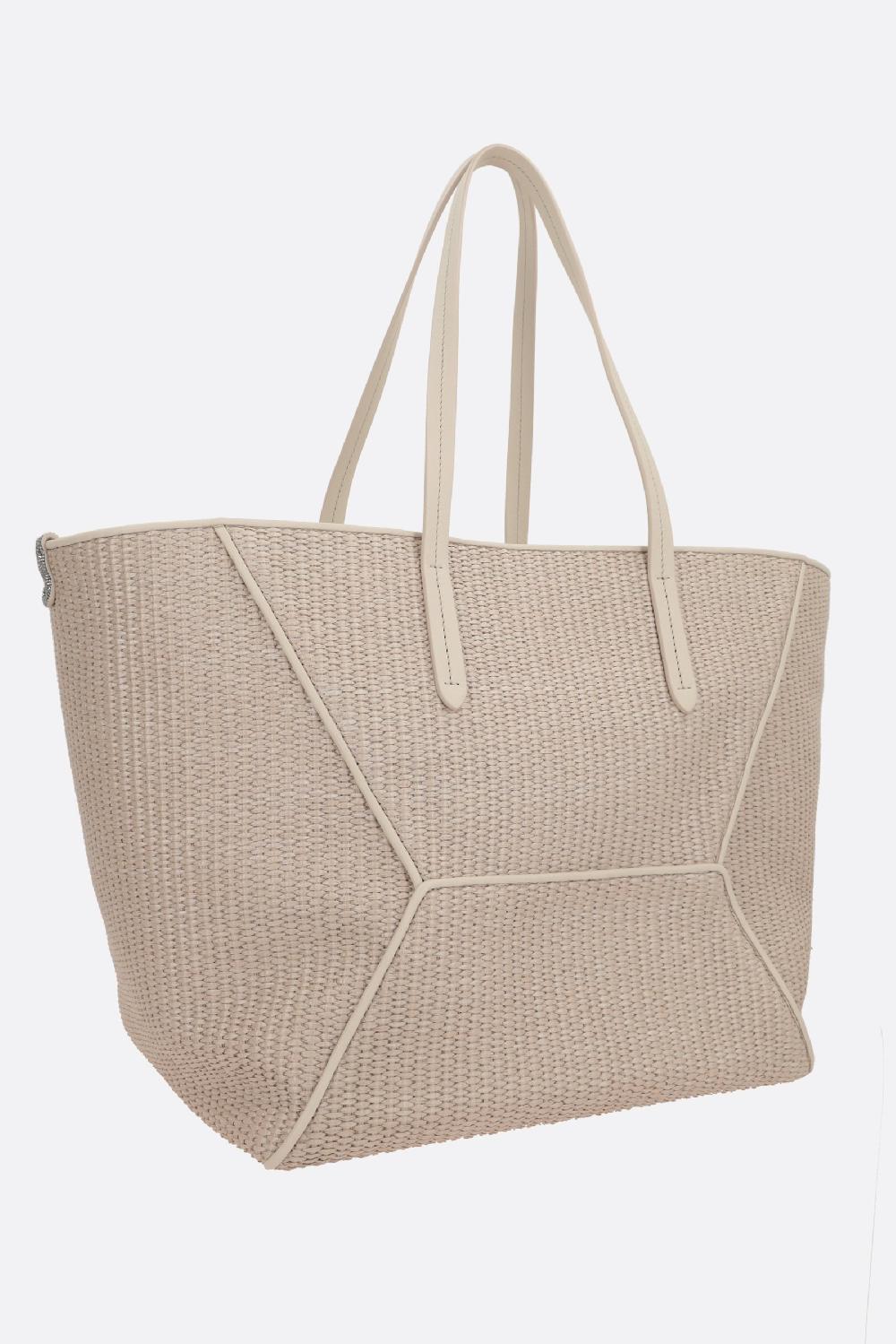 BRUNELLO CUCINELLI Borsa Shopping In Rafia Sintetica Con Monile