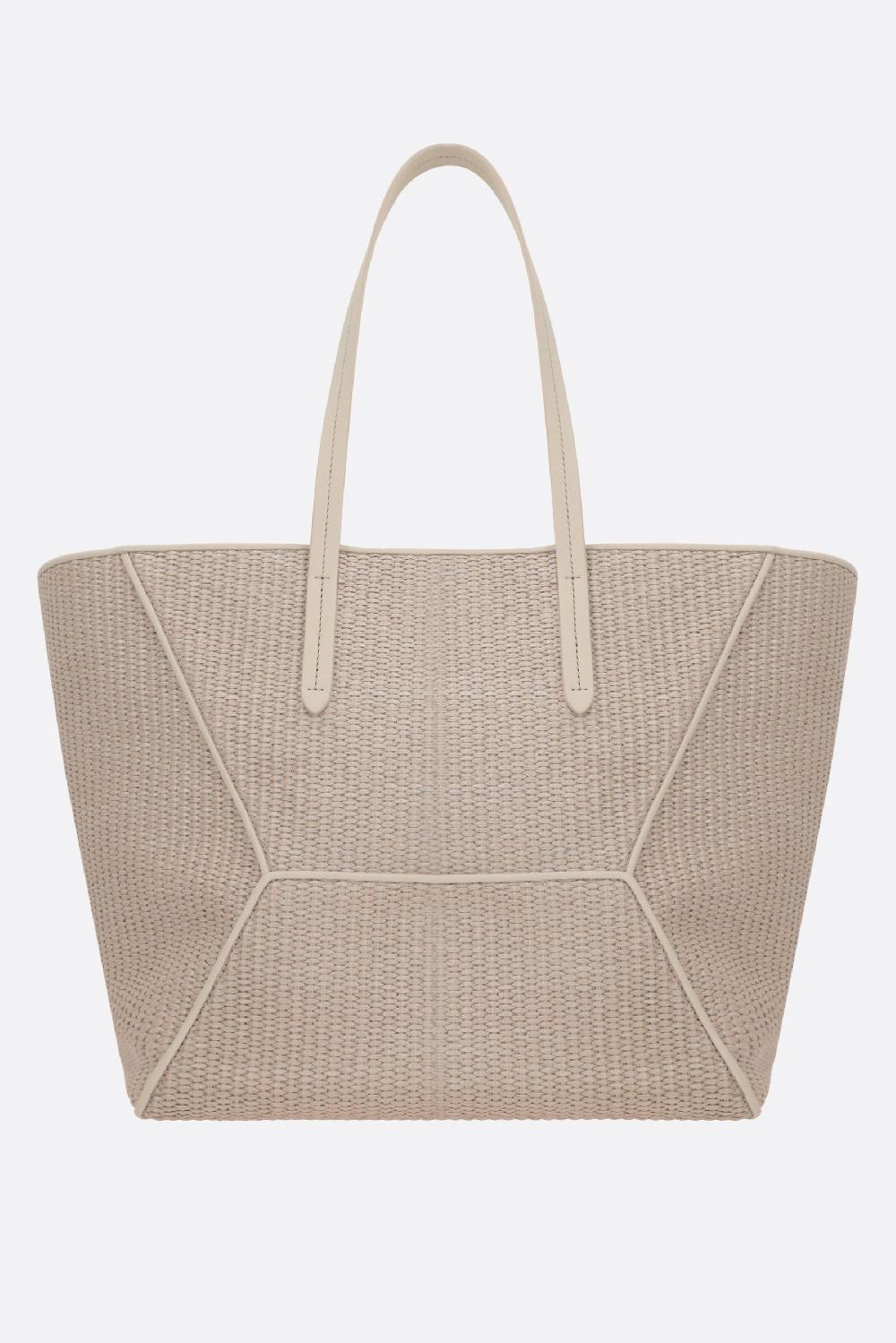 BRUNELLO CUCINELLI Borsa Shopping In Rafia Sintetica Con Monile