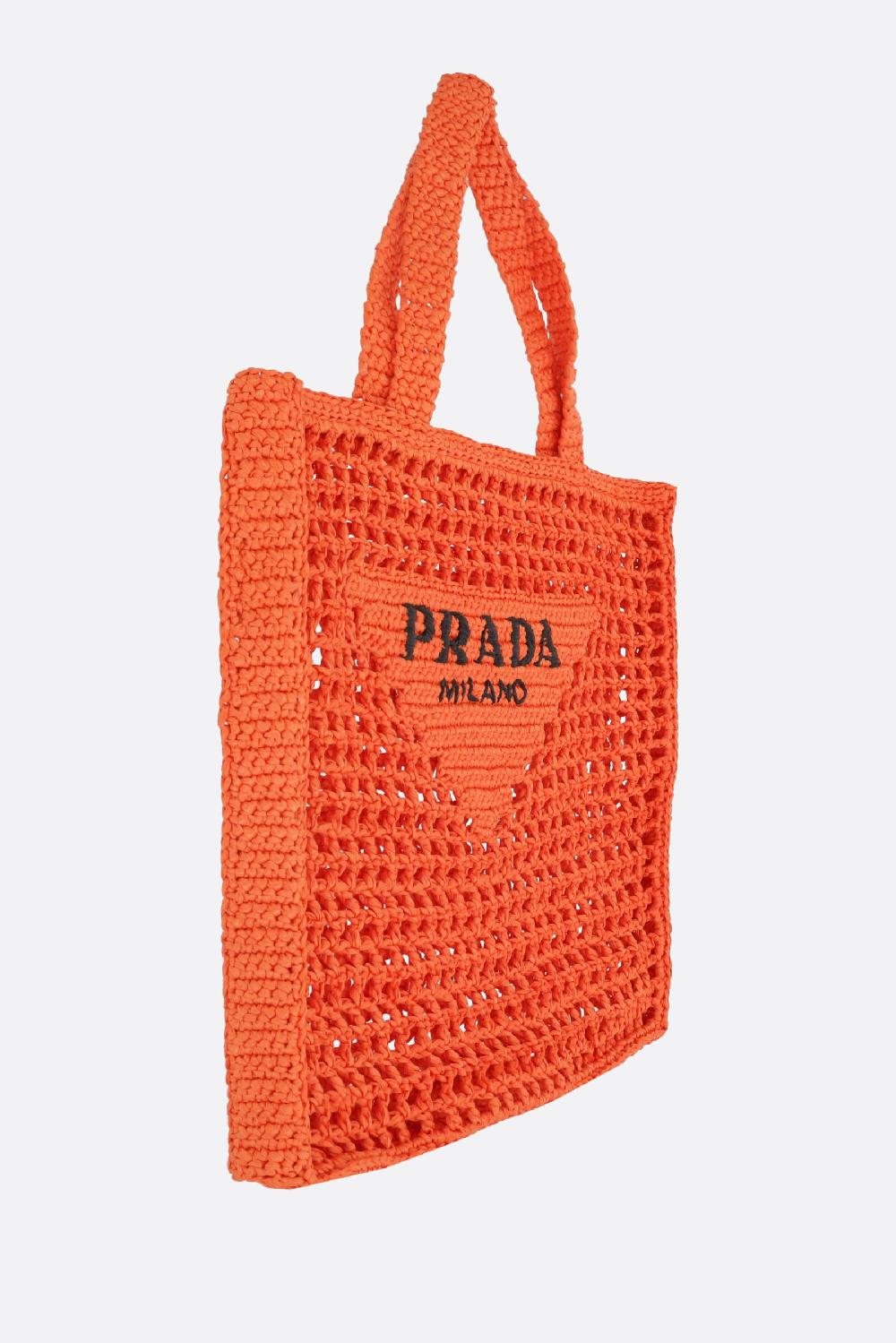 PRADA Borsa Shopping In Rafia Sintetica Ricamo Logo