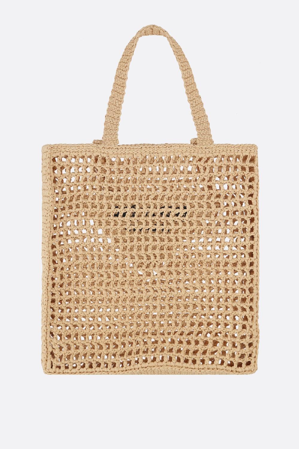 PRADA Borsa Shopping In Rafia Sintetica Ricamo Logo