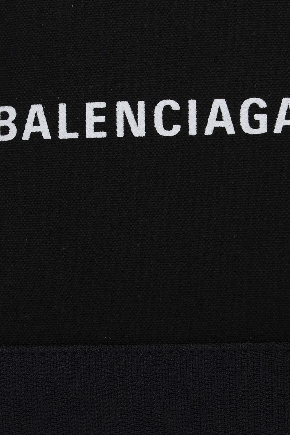 BALENCIAGA Borsa Tote Cabas Navy XS In Canvas E Pelle Liscia