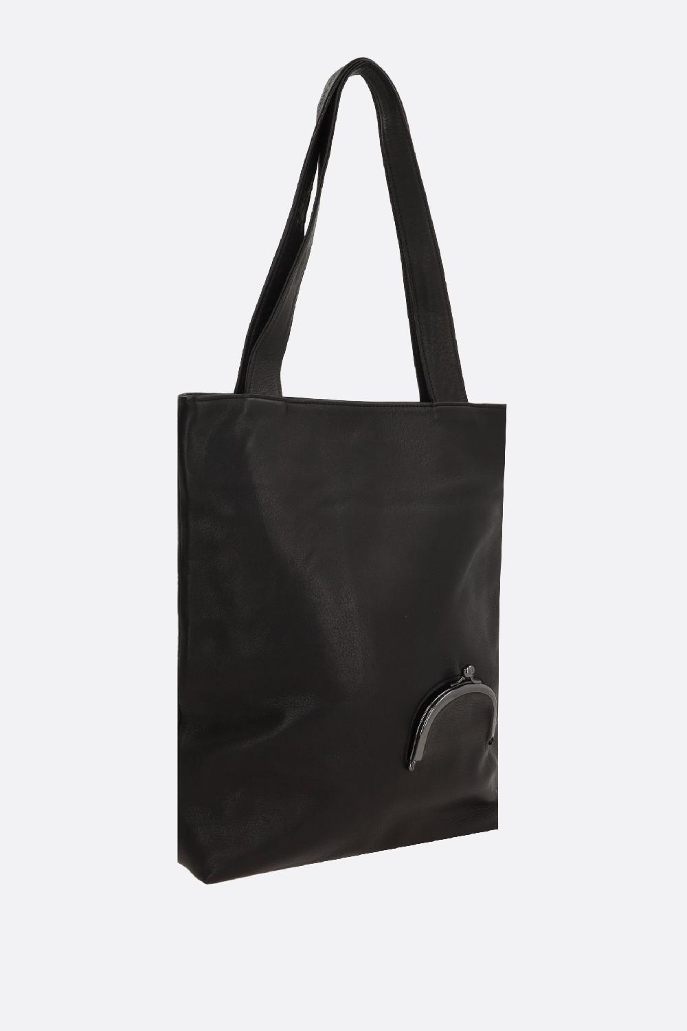 DISCORD YOHJI YAMAMOTO Borsa Tote Clasp Small In Pelle Martellata