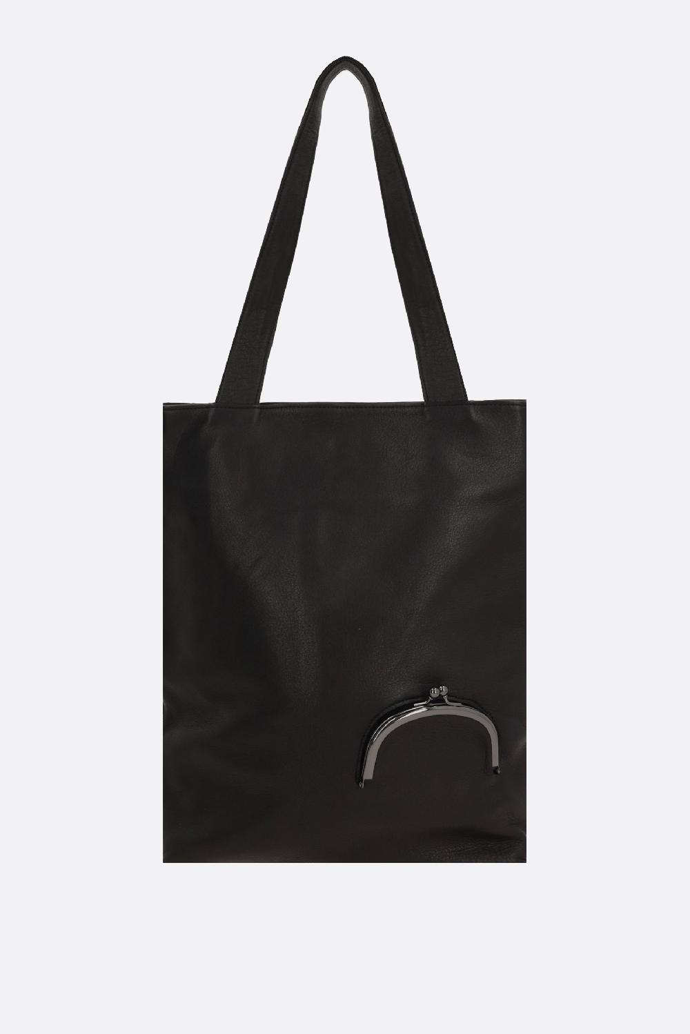 DISCORD YOHJI YAMAMOTO borsa tote Clasp small in pelle martellata