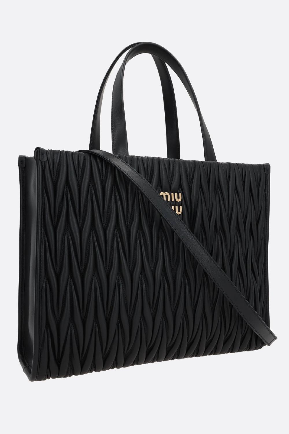 MIU MIU Borsa Tote Large In Nappa Matelassé Con Logo