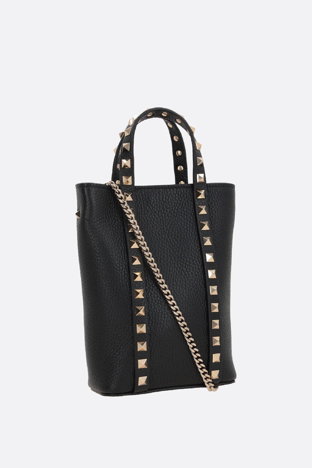 VALENTINO GARAVANI Borsa Tote Rockstud Mini In Pelle Martellata