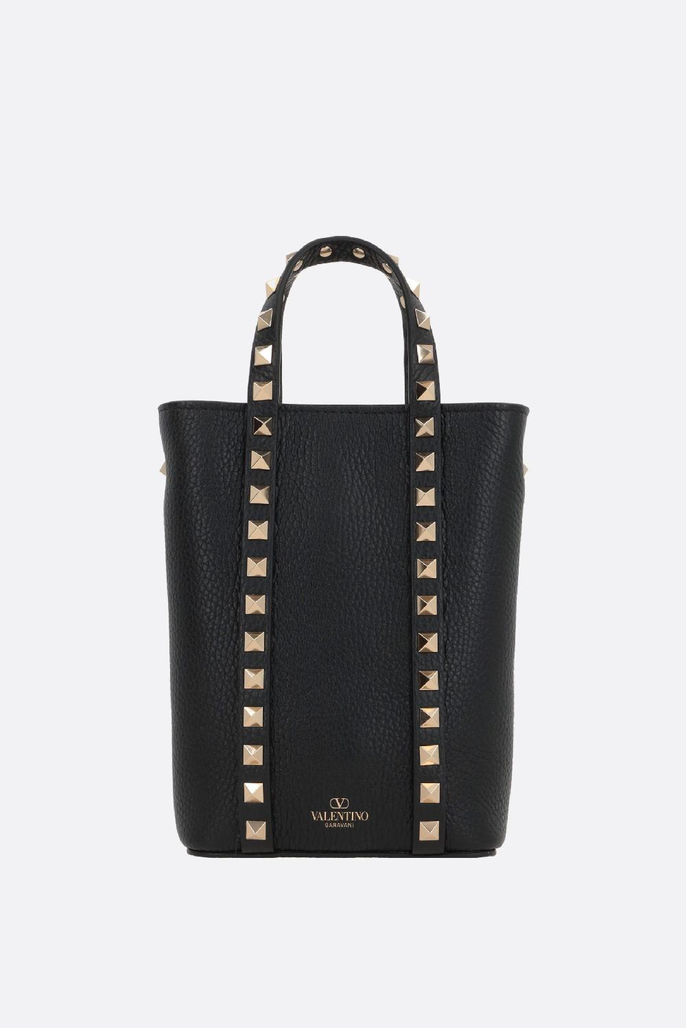 VALENTINO GARAVANI Borsa Tote Rockstud Mini In Pelle Martellata