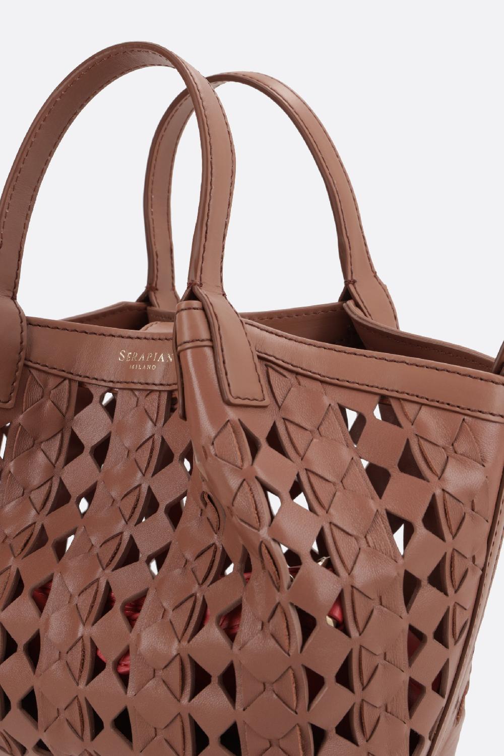 SERAPIAN Borsa Tote Secret Mini In Nappa Mosaico See Through