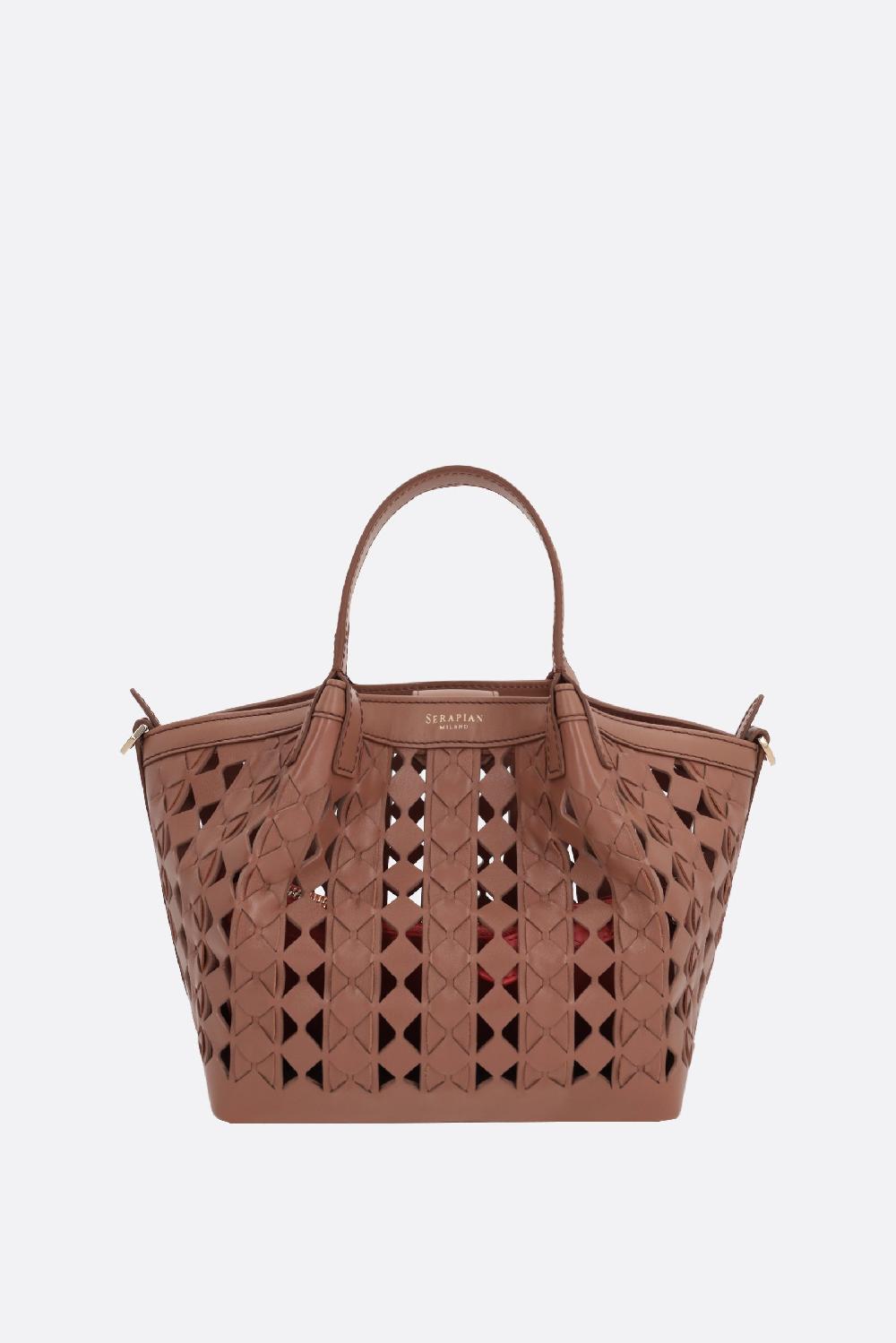 SERAPIAN borsa tote Secret mini in nappa Mosaico See Through