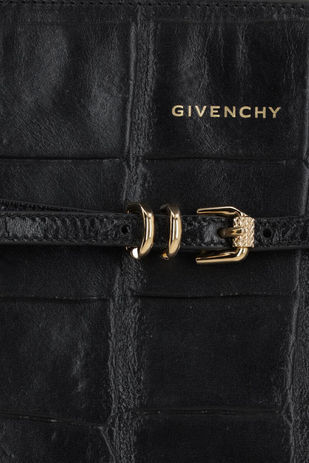 GIVENCHY Borsa Voyou Media In Pelle Stampa Coccodrillo
