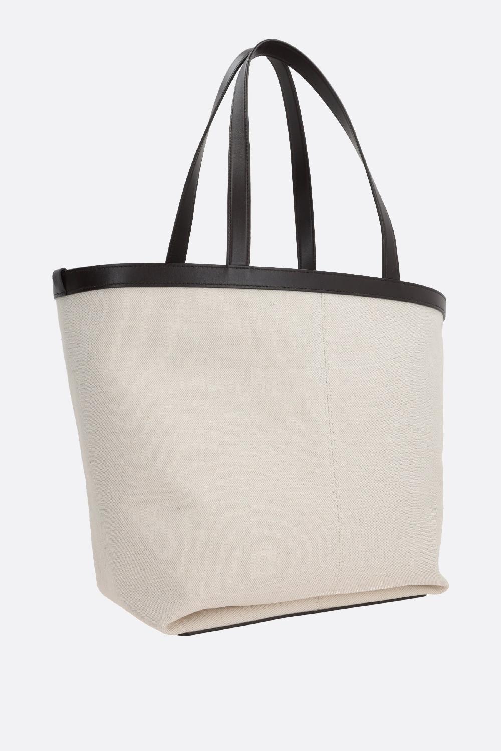 BOTTEGA VENETA Borsa Tote In Canvas E Pelle Liscia