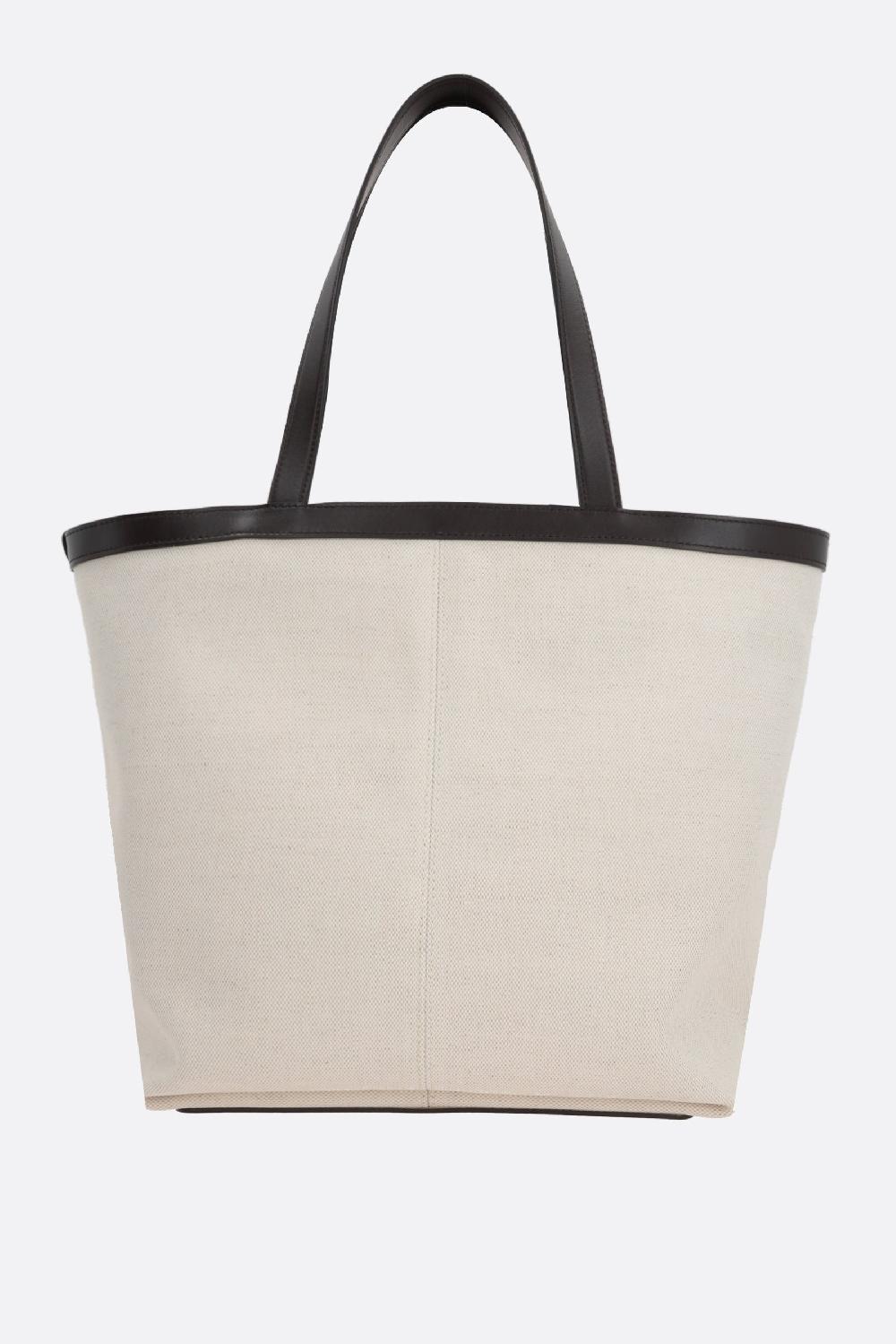 BOTTEGA VENETA Borsa Tote In Canvas E Pelle Liscia