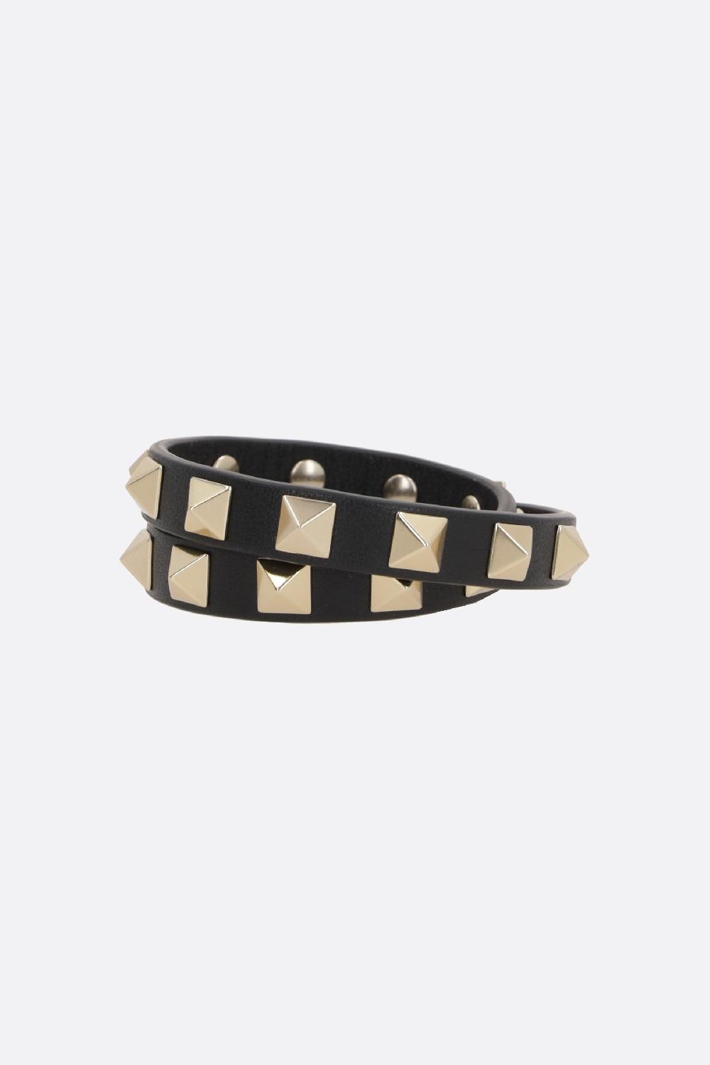 VALENTINO GARAVANI Bracciale A Doppio Giro Rockstud In Pelle Liscia