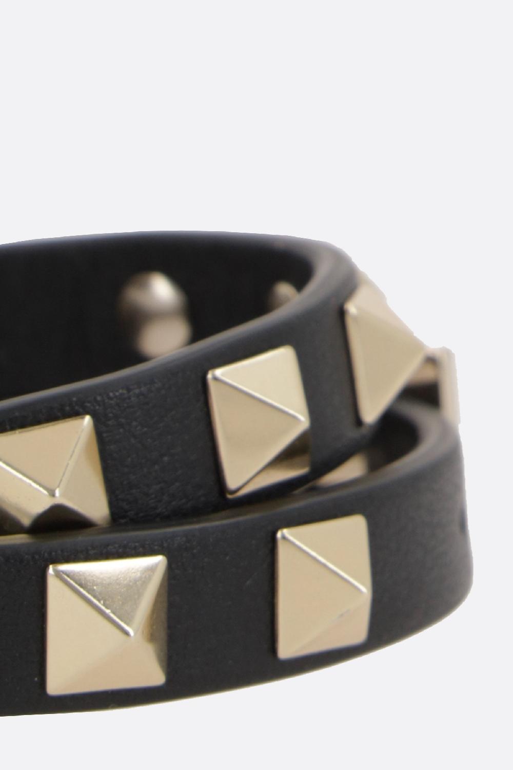 VALENTINO GARAVANI Bracciale A Doppio Giro Rockstud In Pelle Liscia