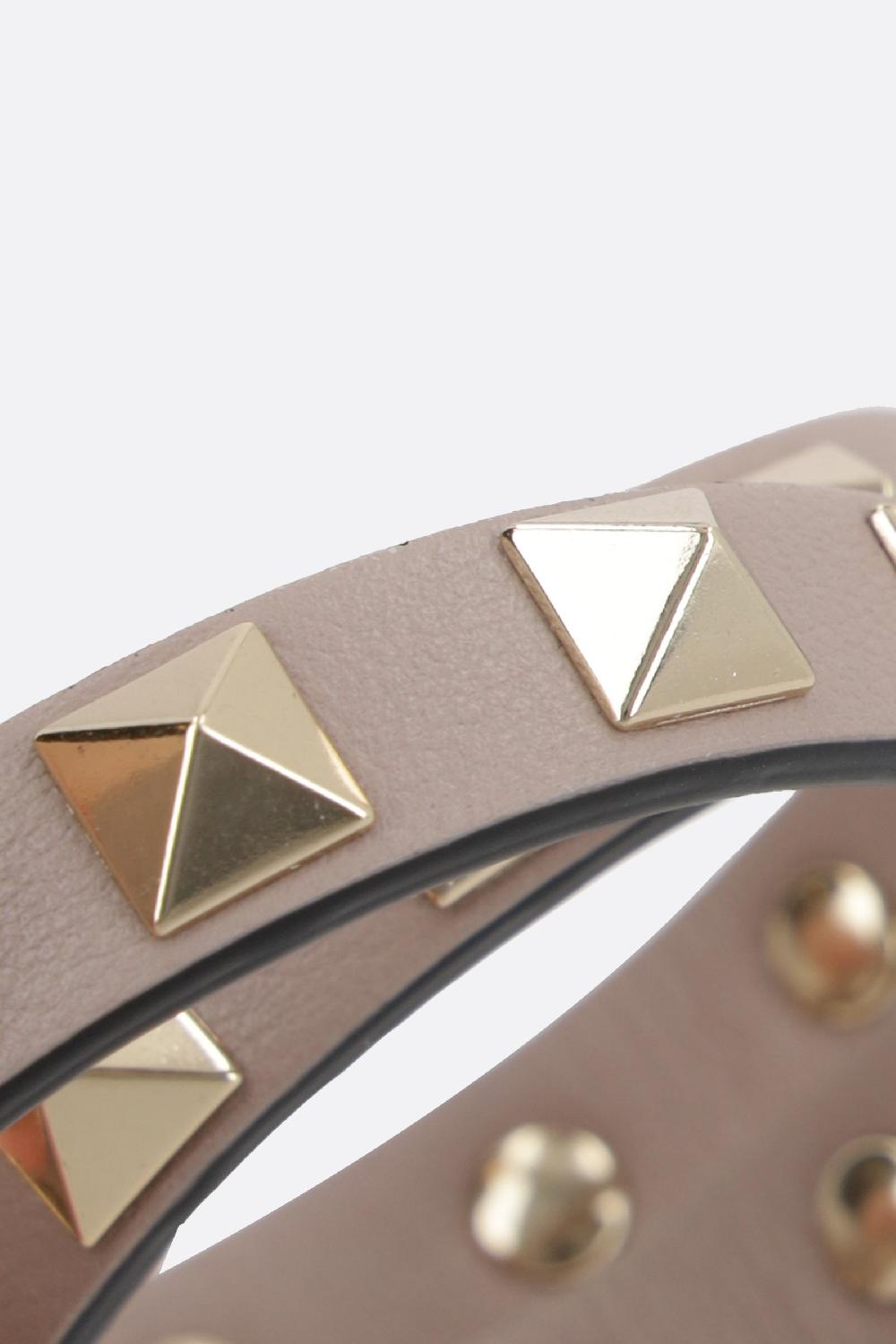 VALENTINO GARAVANI Bracciale A Doppio Giro Rockstud In Pelle Liscia