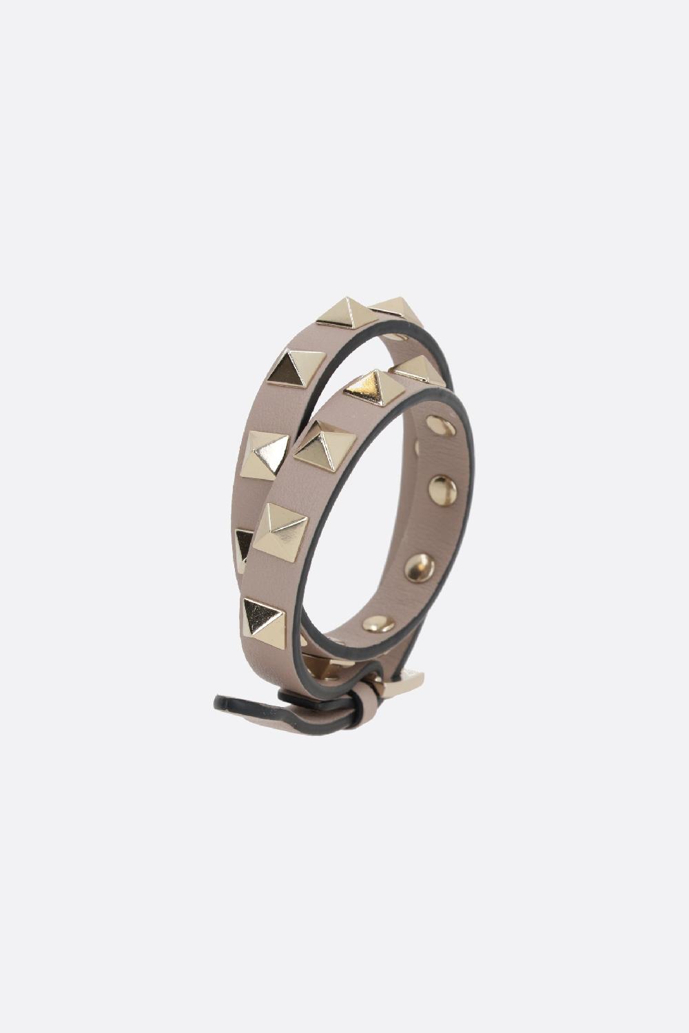 VALENTINO GARAVANI bracciale a doppio giro Rockstud in pelle liscia