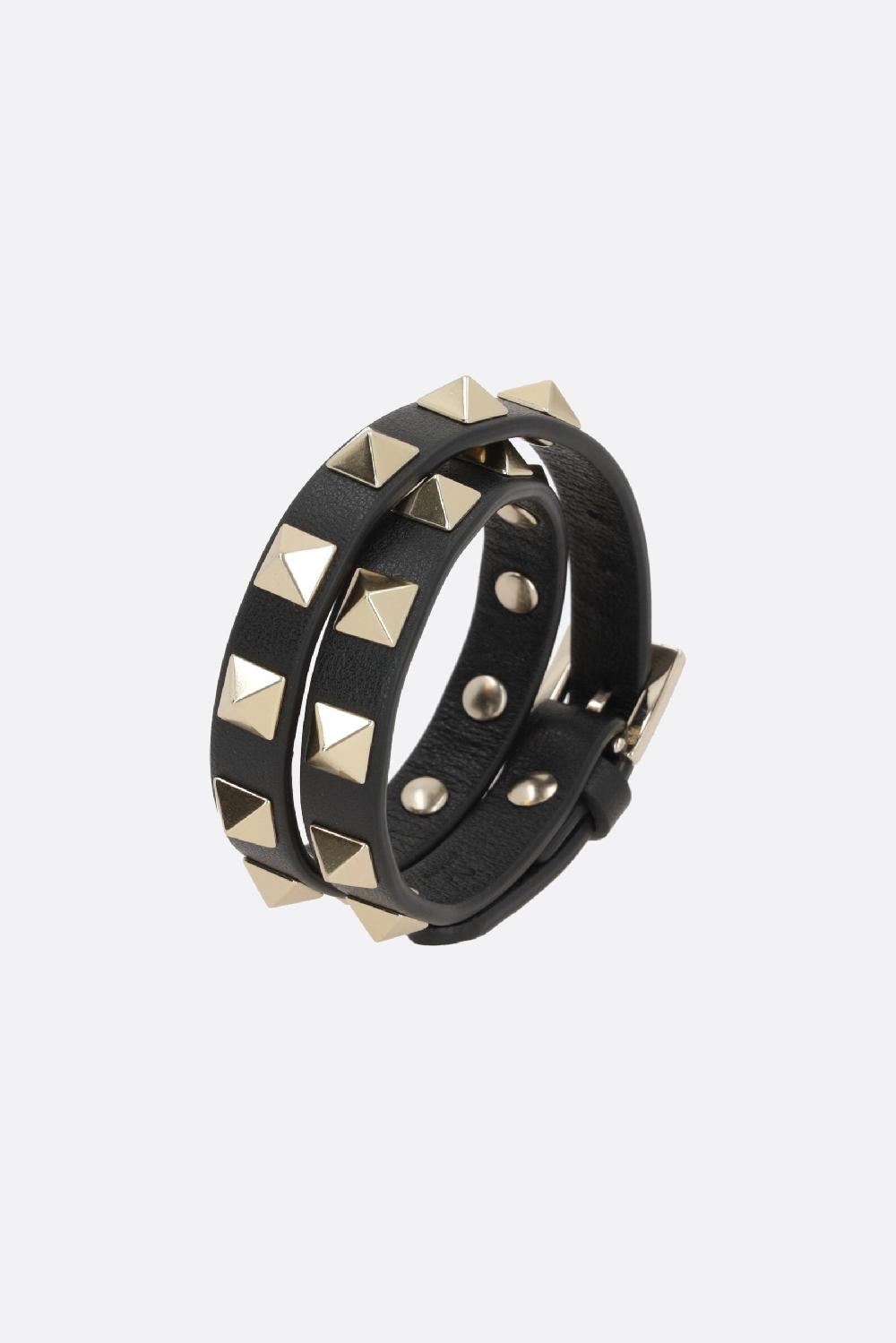VALENTINO GARAVANI bracciale a doppio giro Rockstud in pelle liscia