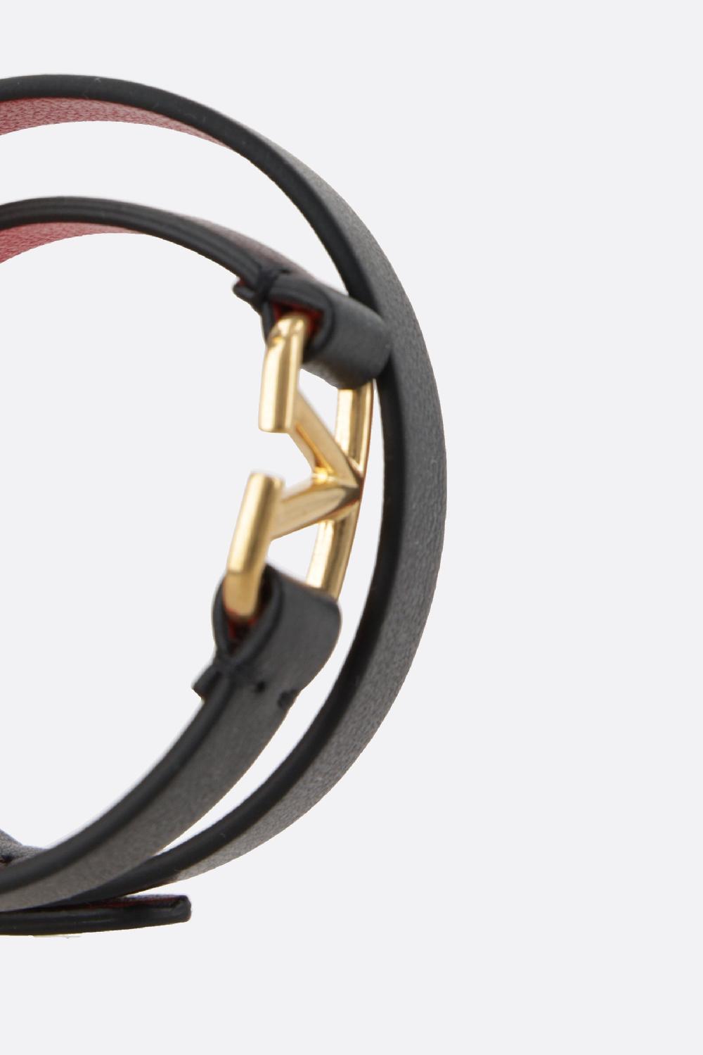 VALENTINO GARAVANI Bracciale A Doppio Giro VLogo In Pelle Liscia