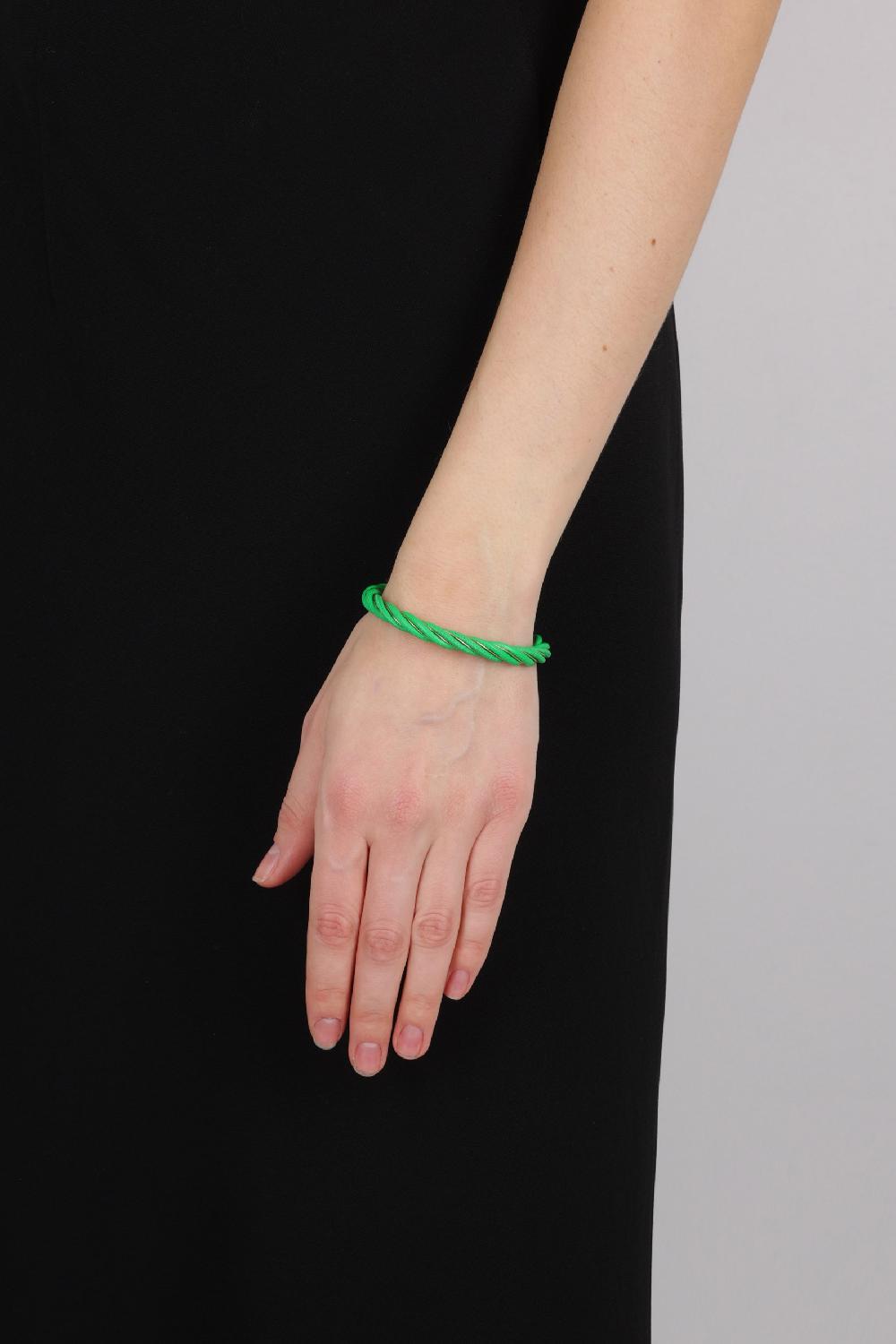 BOTTEGA VENETA Bracciale Rigido Twist In Argento 925 Placcato Oro 18 Carati E Nappa