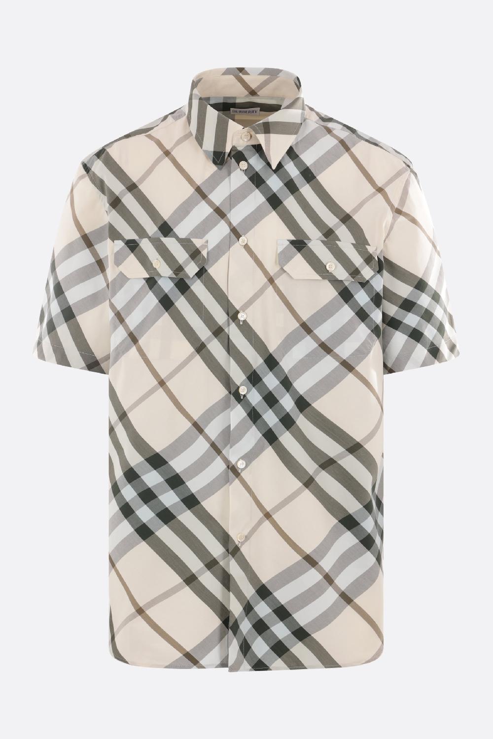 BURBERRY camicia a maniche corte in popeline Check