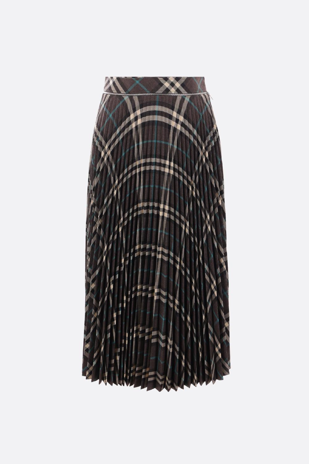 BURBERRY Gonna Plissé In Misto Lana Check