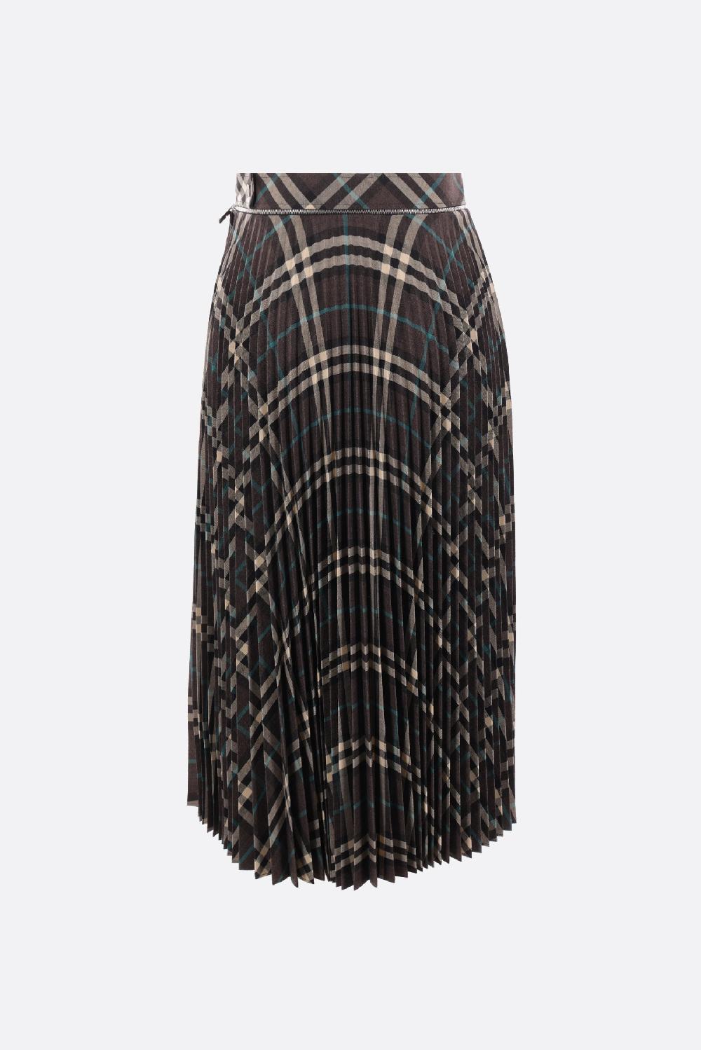 BURBERRY gonna plissé in misto lana Check