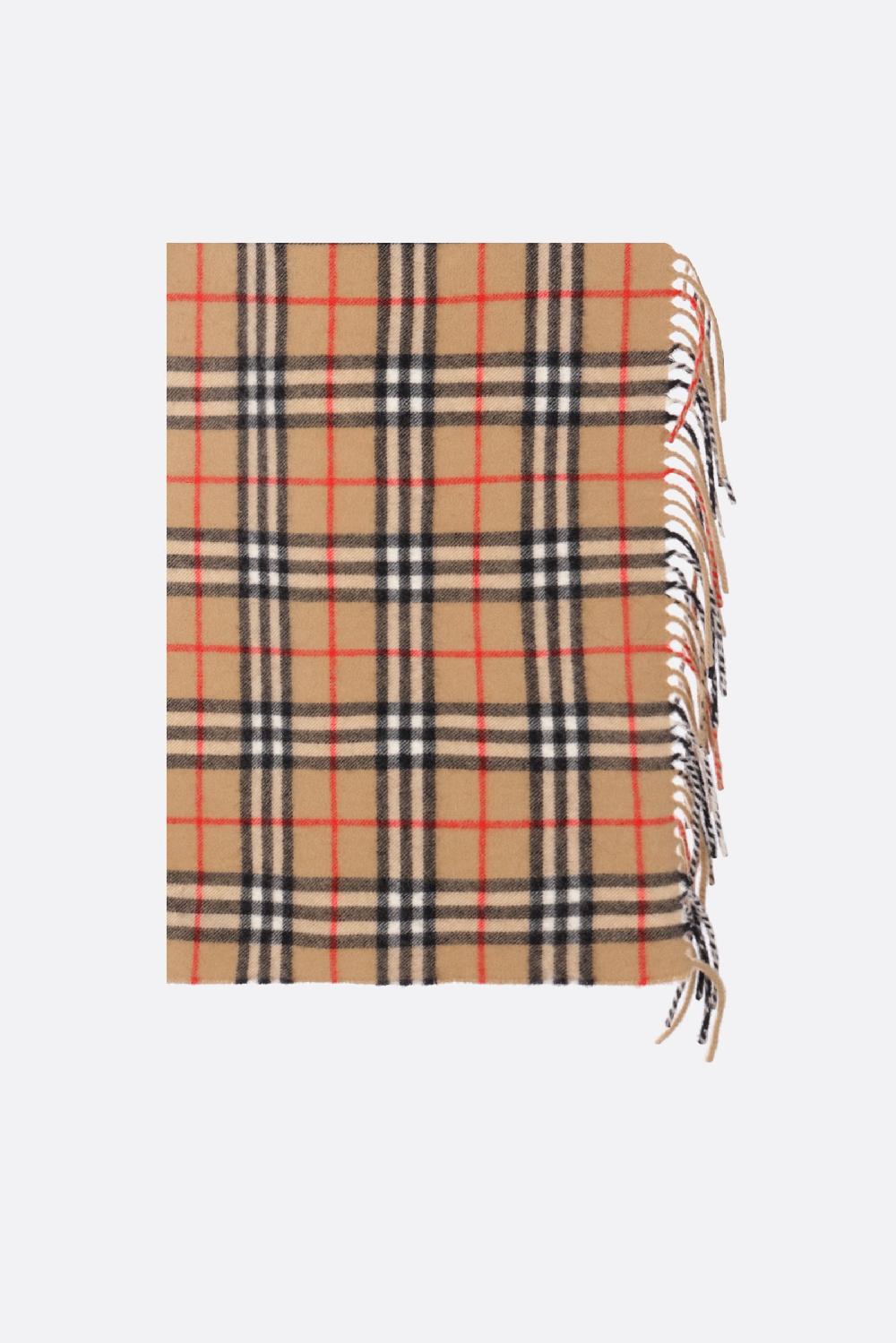 BURBERRY sciarpa in cashmere Check con frange