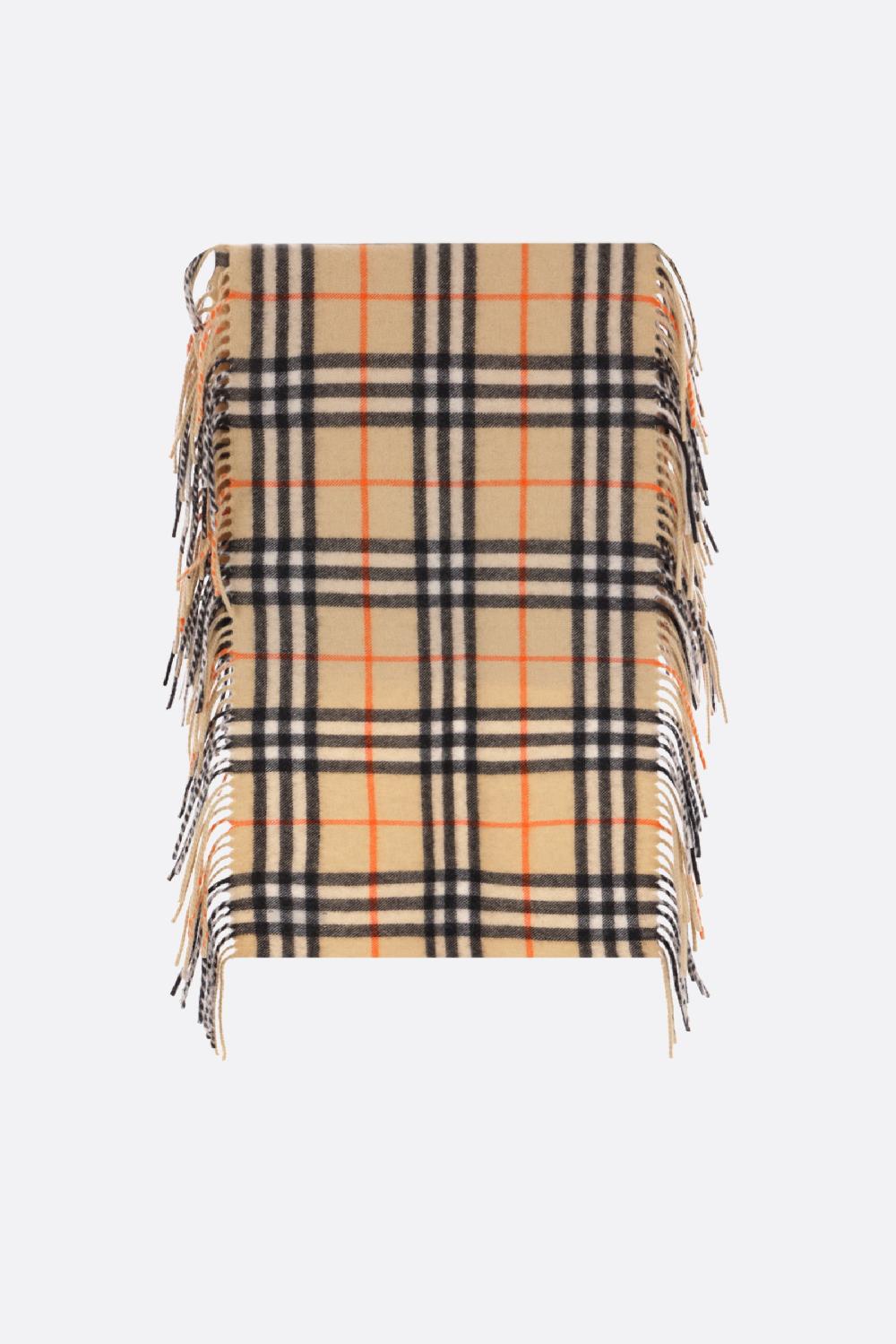 BURBERRY sciarpa in cashmere Check con frange