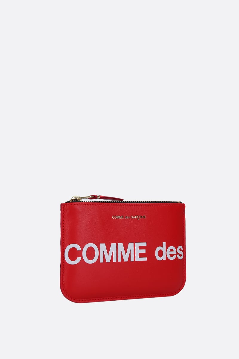 COMME Des GARCONS WALLET Busta Small In Pelle Liscia Stampa Logo