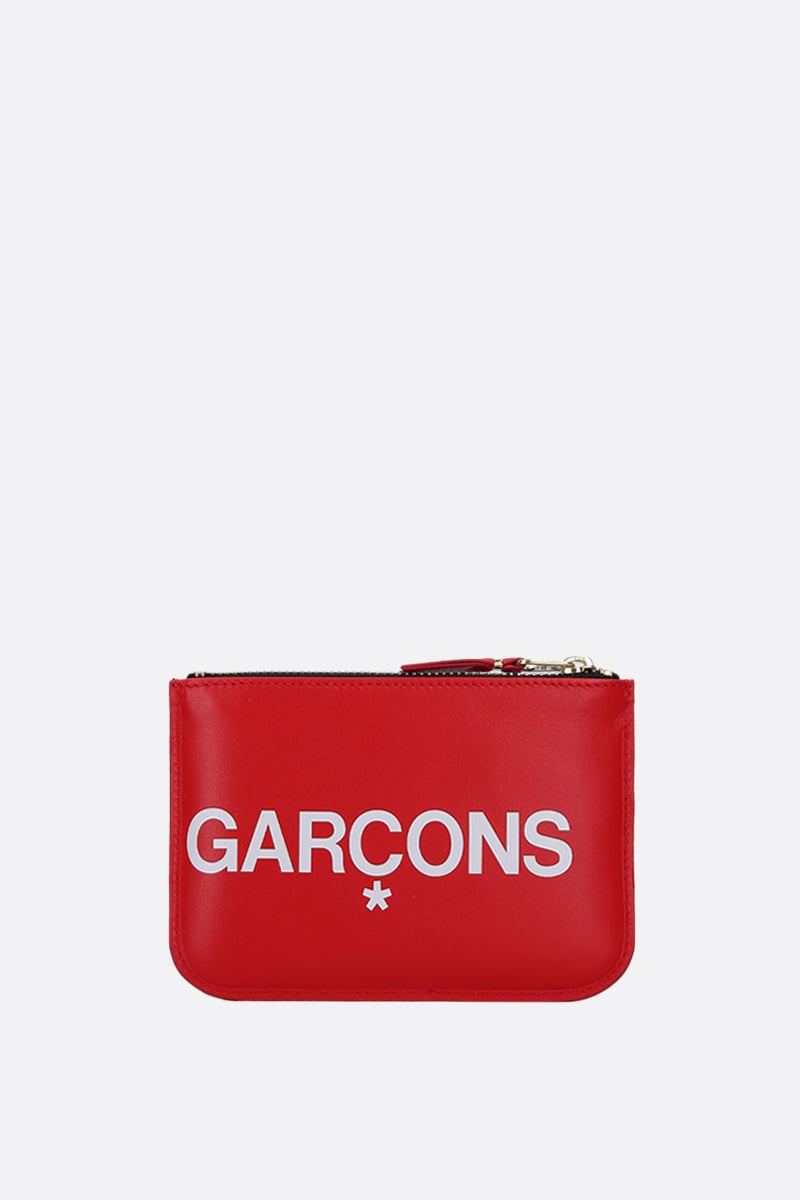 COMME Des GARCONS WALLET Busta Small In Pelle Liscia Stampa Logo