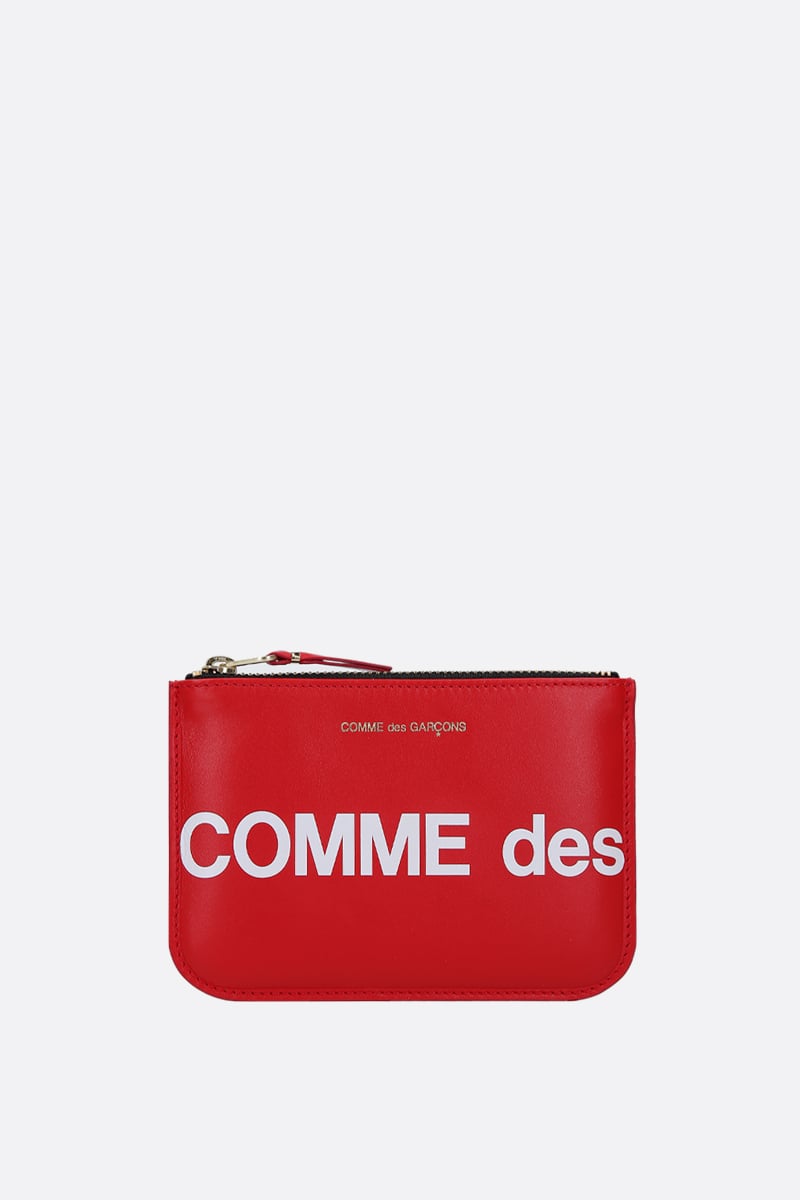 COMME des GARCONS WALLET busta small in pelle liscia stampa logo