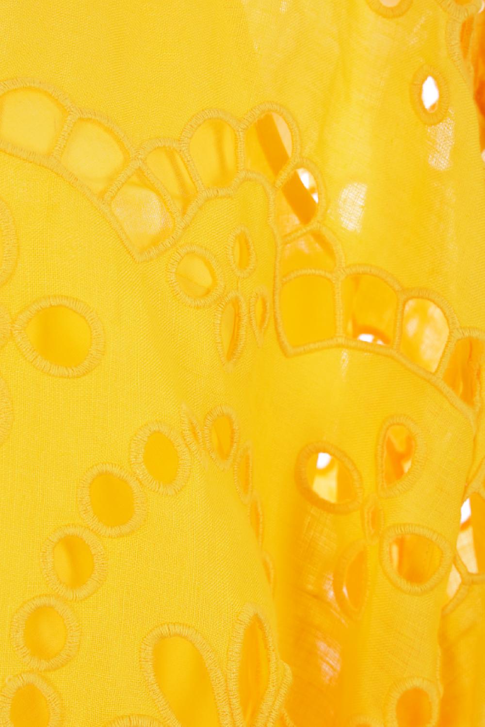 ZIMMERMANN Camicia A Maniche Corte Pop In Lino Ricamato