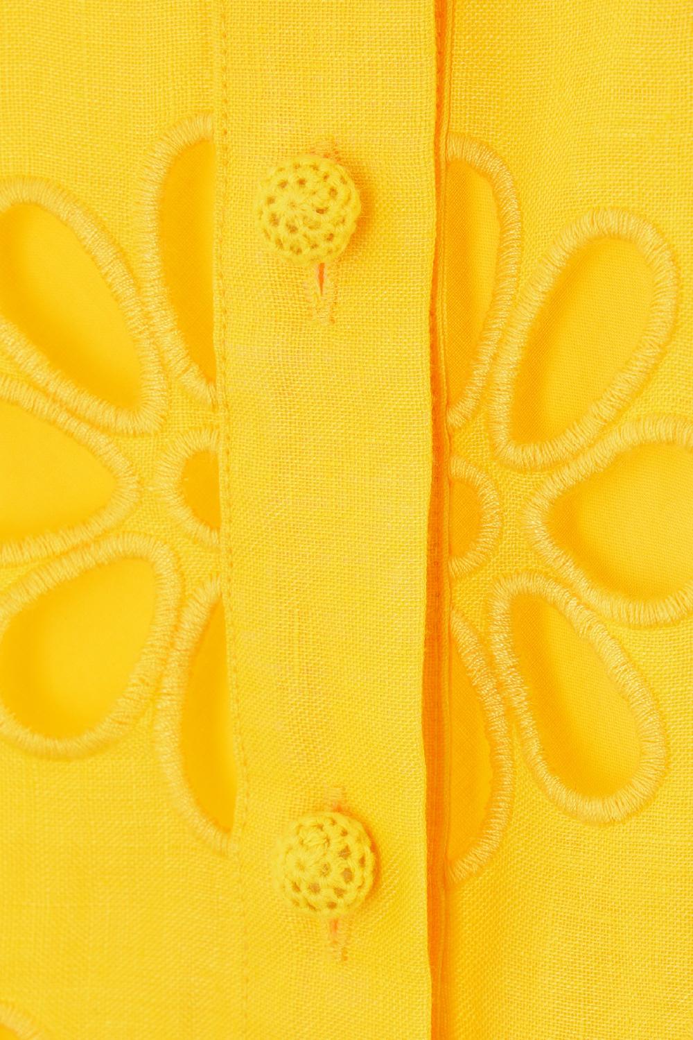 ZIMMERMANN Camicia A Maniche Corte Pop In Lino Ricamato