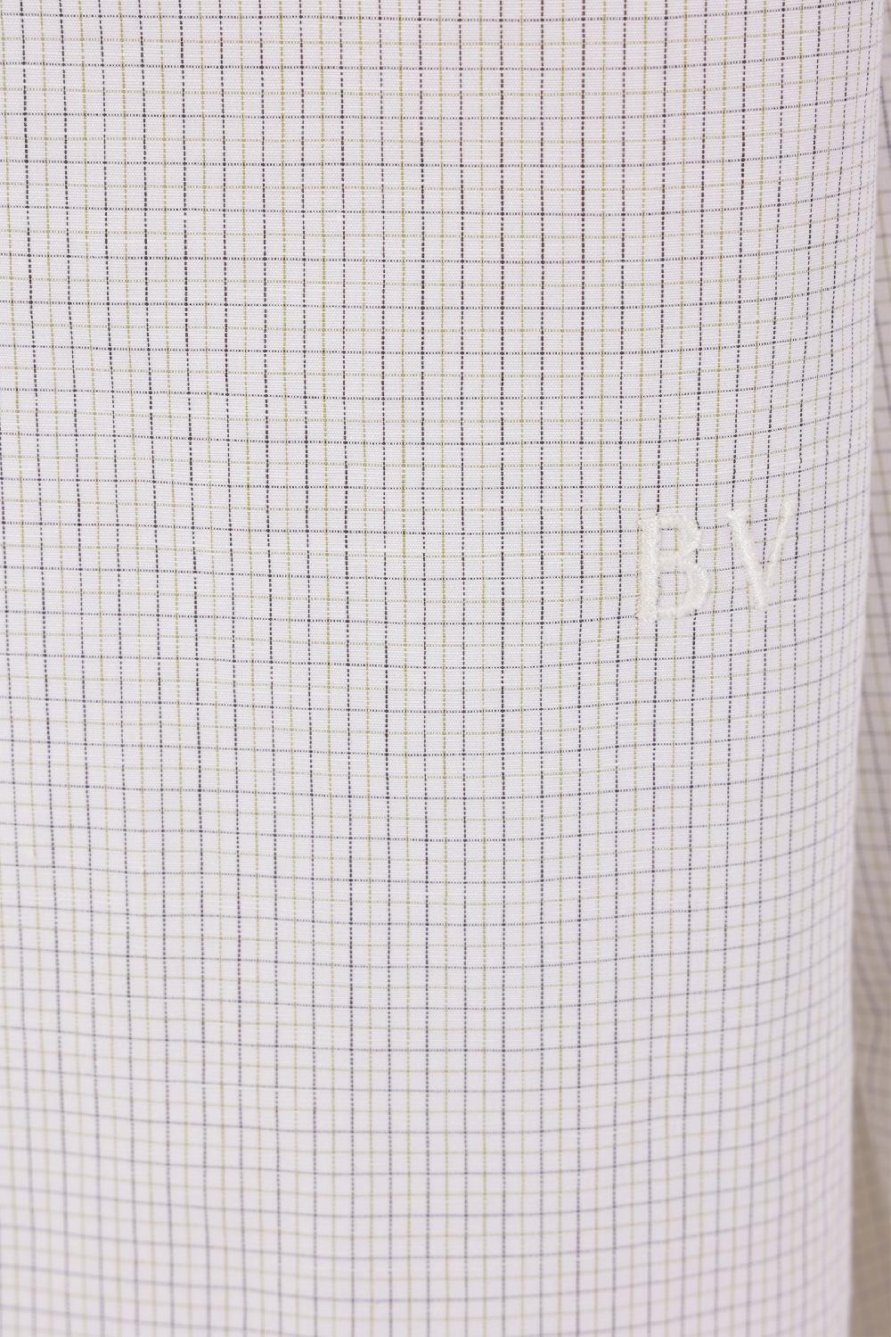 BOTTEGA VENETA Camicia In Cotone E Lino A Quadri Ricamo Logo BV