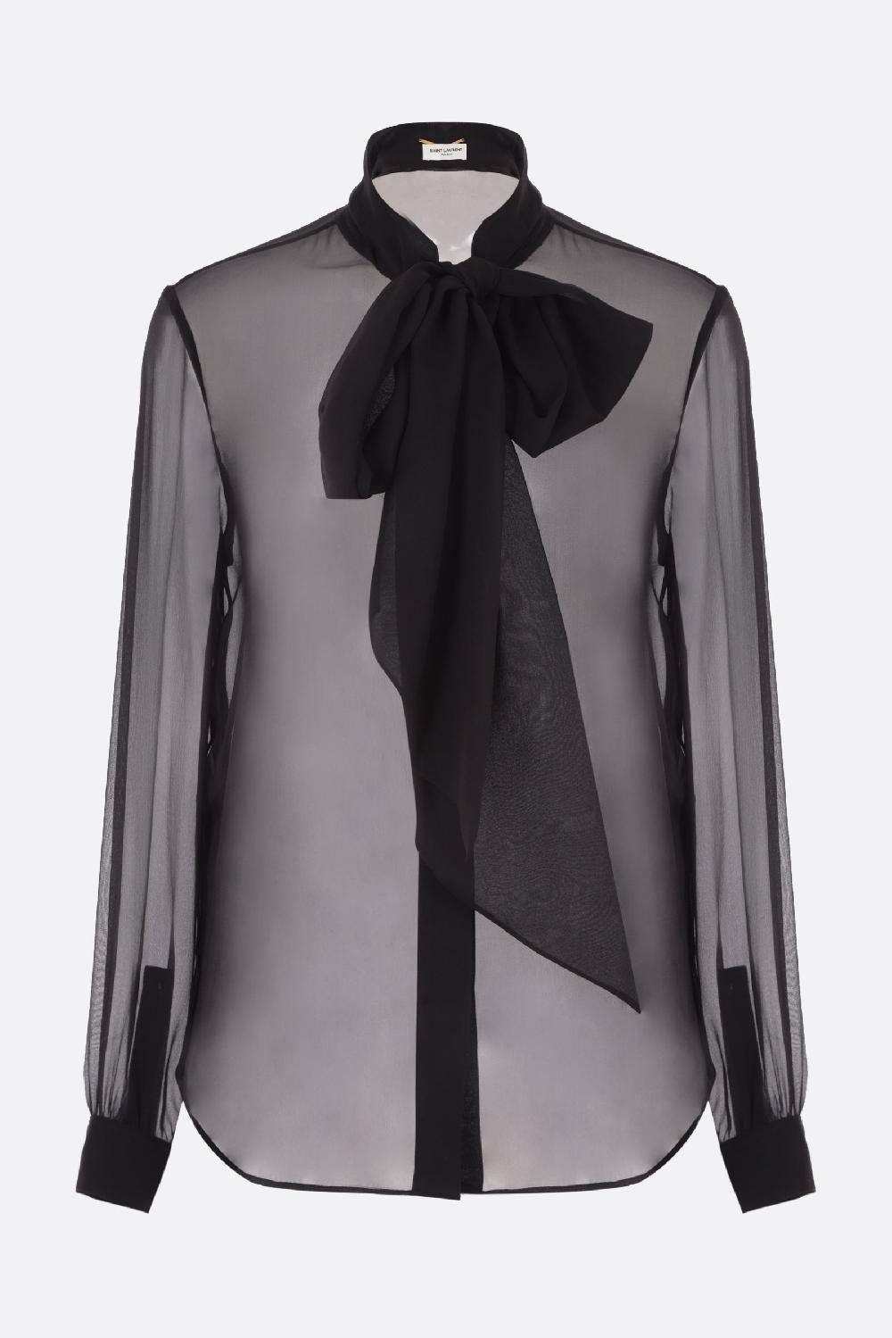 SAINT LAURENT camicia in mussola biologica con lavalliére